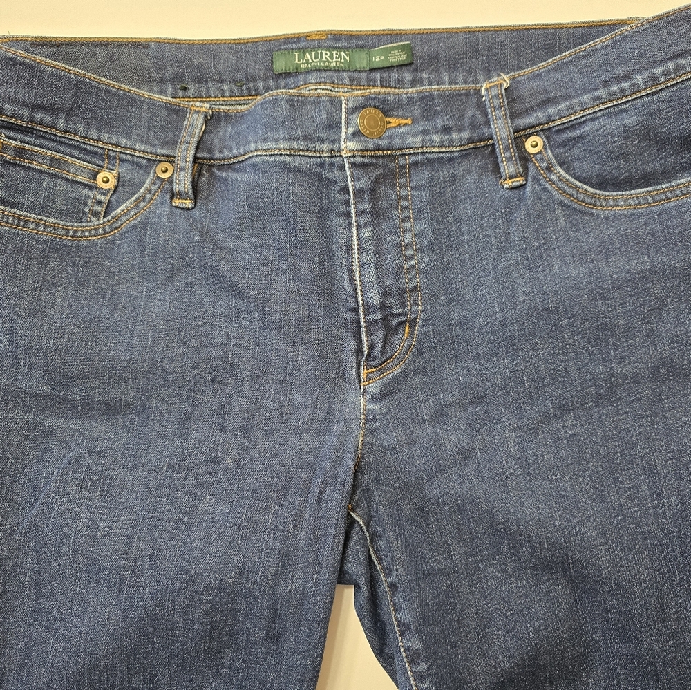 Lauren Ralph Lauren Straight-Leg Blue Denim Jeans 12 Petite